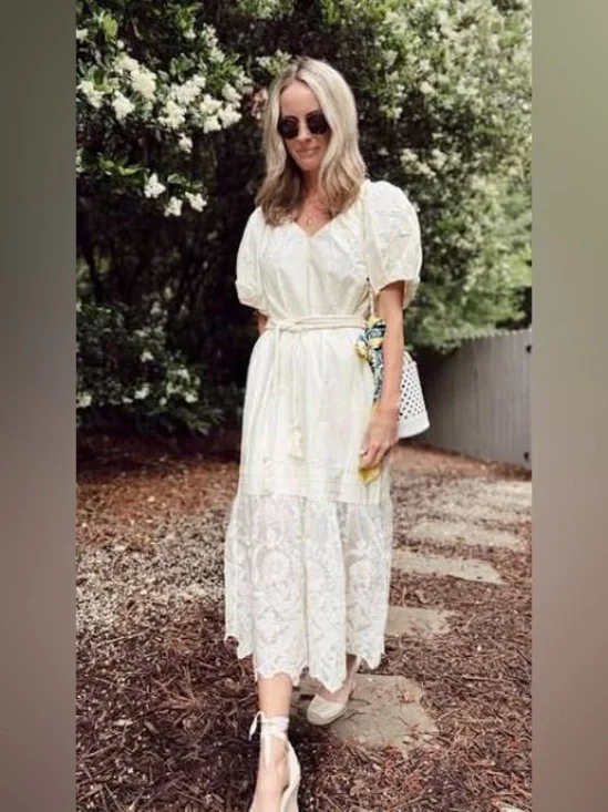 [NWT] $288 TUCKERNUCK x Studio McGee Cream Cotton Juniper dress. Size Small - Picture 2 of 5